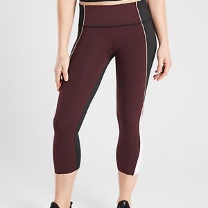 ATHLETA VELOCITY STASH POCKET COLORBLOCK CAPRI PANT, SIZE XS